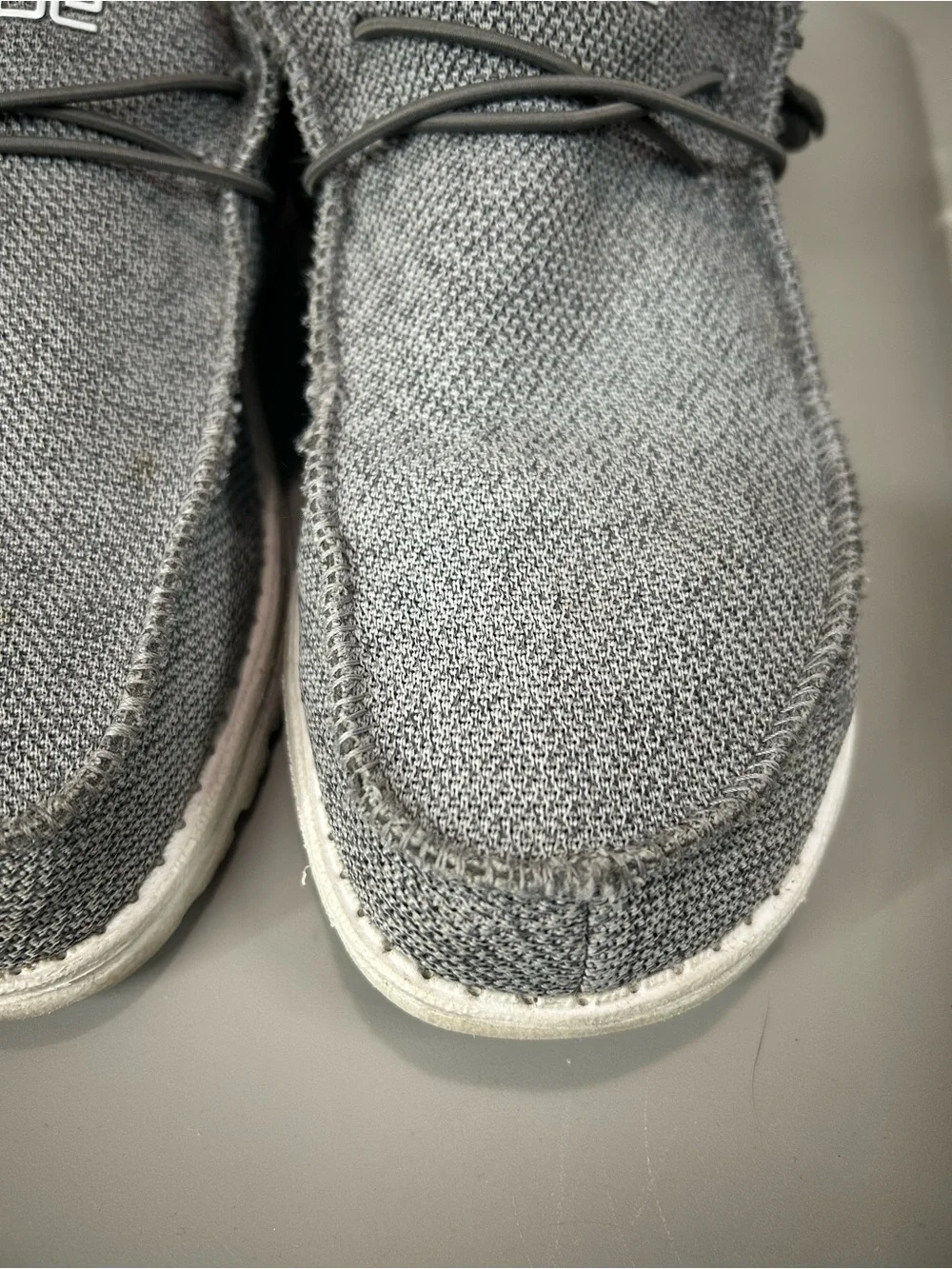 Hey Dude Wally Sox Grey White Slip-On Loafers Sz 14